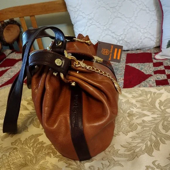 MARINO ORLANDI LUXERY BROWN LEATHER HANDBAG